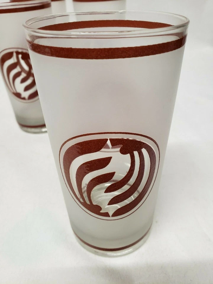 Vasos de Colección, Culver Vidrio Esmerilado con Patrón Rojo MCM Foto 4 de 4