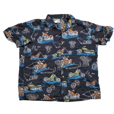Paradise Found Hawaiian Shirt Motorcycle Pattern Mens XXL 2XL