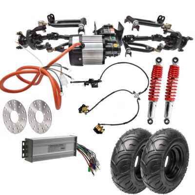 DIY 4WD Front Drive Axle Suspension Swingarm Kit Wheels 1000w Differential Motor