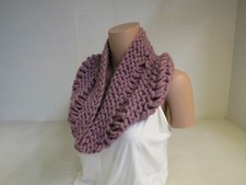 Handcrafted Cowl Dusty Rose Drop Stitch Super Bulky 100% Merino Female Adult