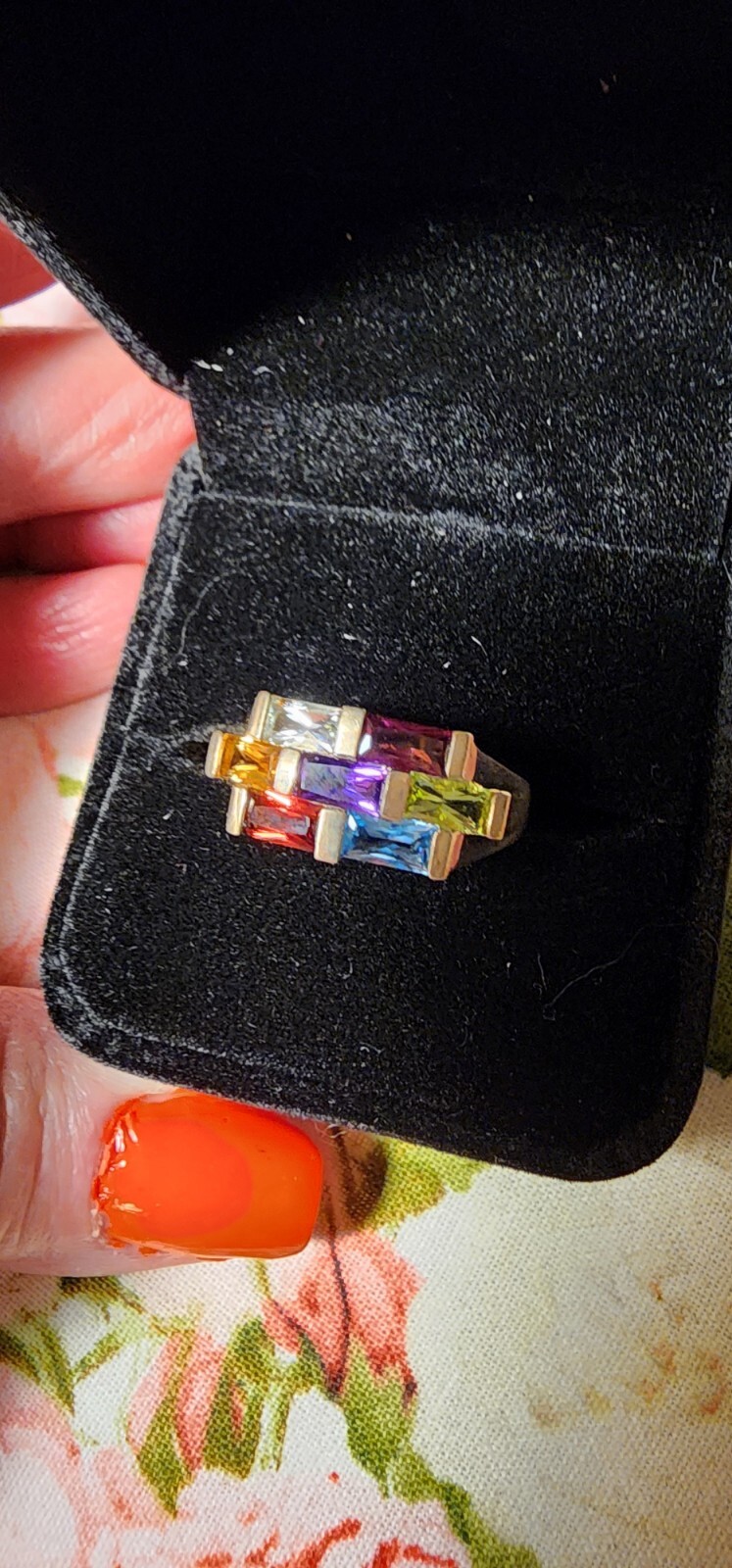 multi gem stone sterling silver ring - image 1