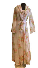 Vtg Juli Jr of Slumbertog Polka Dot Floral Long Nightgown Robe Set Sz 11
