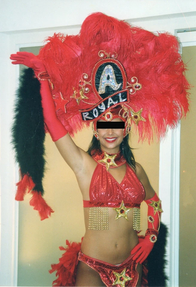 Costume da donna ballerina abito brasiliano adulto rosso carnevale - Immagine 2 di 4