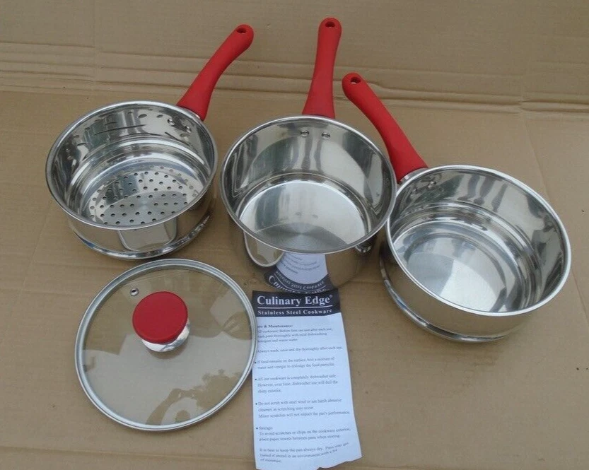 Culinary Edge 4PC Stainless Steel Double Boiler Set 3QT