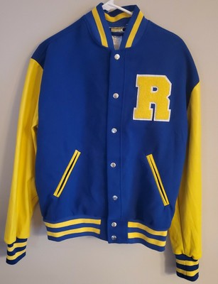 blue yellow varsity jacket