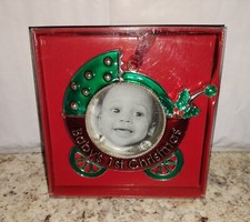  BABY STROLLER BABY's 1st CHRISTMAS TREE ORNAMENT PICTURE FRAME  NIB 