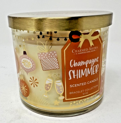 Charmed Aroma Bracelet collection Champagne Shimmer 12o 2 wick scented candle