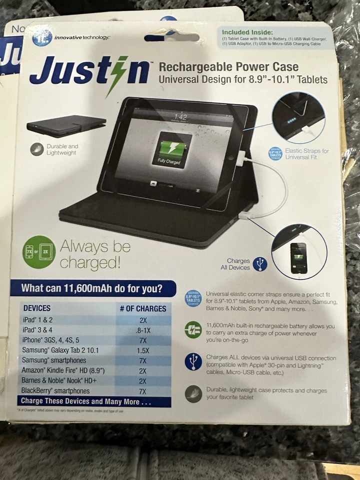 Jut-in Rechargeable Power Case Universal Design for 8-9"-10.1" Tablets Ipad new - Image 3 of 3