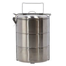 Speisebehälter Edelstahl 3 Teilig  Henkelmann Transportbox  Kochgeschirr C2165