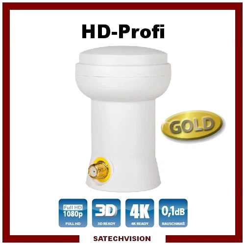 LNB Single HD-Profi 0,1 dB Gain 60 dB Tête Universelle 1 Sortie Full HD 3D 4K - Photo 1/1