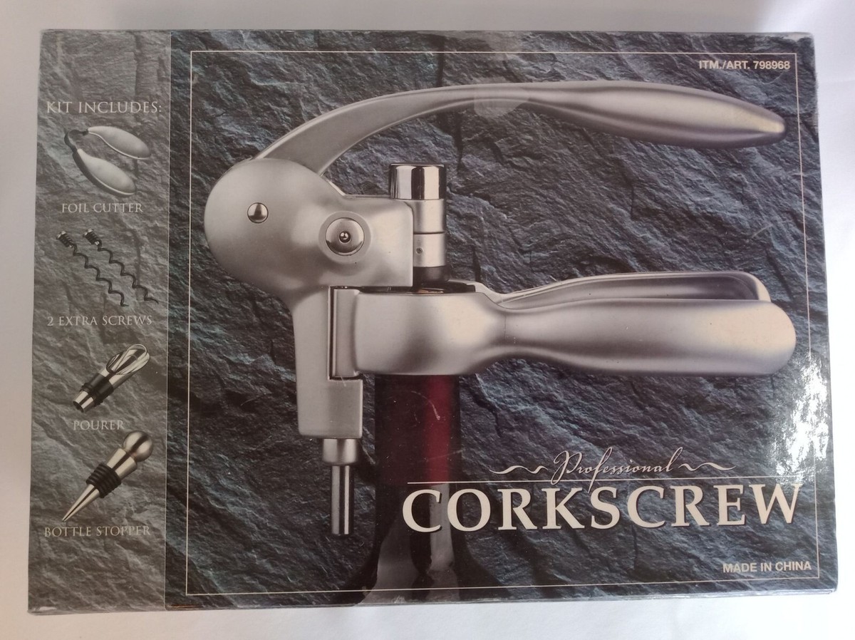 Professional Corkscrew Set with Foil Cutter, Screws, Pourer and