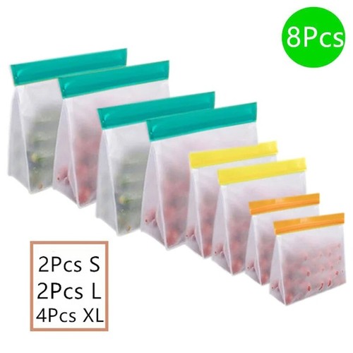 Lebensmittel Silikon Tasche Wiederverwendbar Gefrierschrank Stand Up Bag Silikon Aufbewahrung Beutel Auslaufsicher - Bild 29 von 36