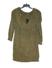 Fashion Nova Sweater Velvet Knit Olive Green Dress Size 2XL