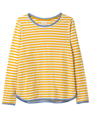 White Stuff Damen Langarm Carley gestreiftes Jersey T-Shirt - Gelb Mix