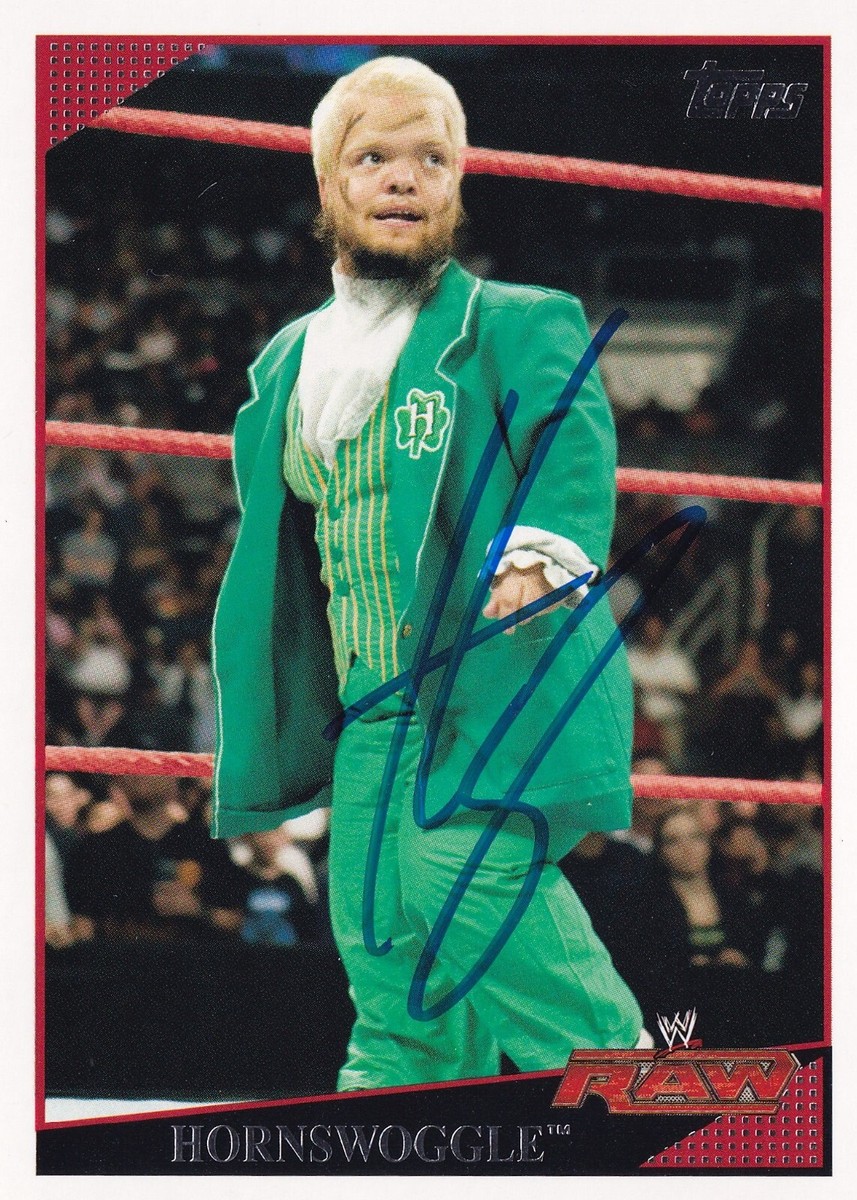 Hornswoggle Signed 2009 Topps WWE Card #28 Little Bastard Impact