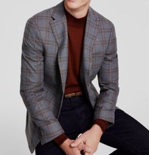 Tommy Hilfiger Men's Brown Modern-Fit Plaid Sport Coat Size 38R