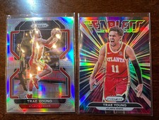 2021-22 Prizm Trae Young FEARLESS & Base Silver Card Hologram Foil Holo Lot 2