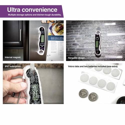 Kitchen Precision Digital Instant Read Meat Thermometer- Food Cooking: Graphite - Picture 6 of 7