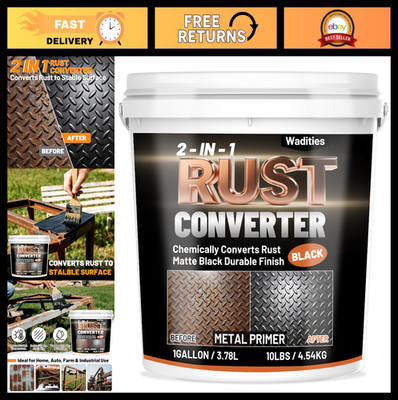2-in-1 Rust Converter & Metal Primer - 1 Gallon Matte Black Rust Inhibitor Paint