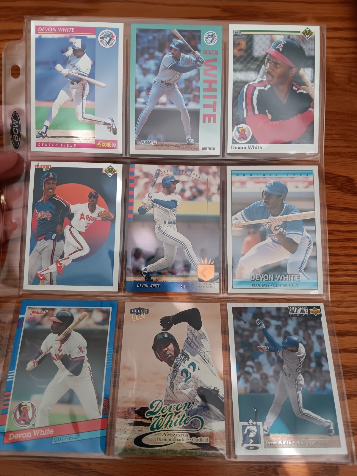 Lot of 9 Devon White baseball cards Blue Jays Angels Diamondbacks