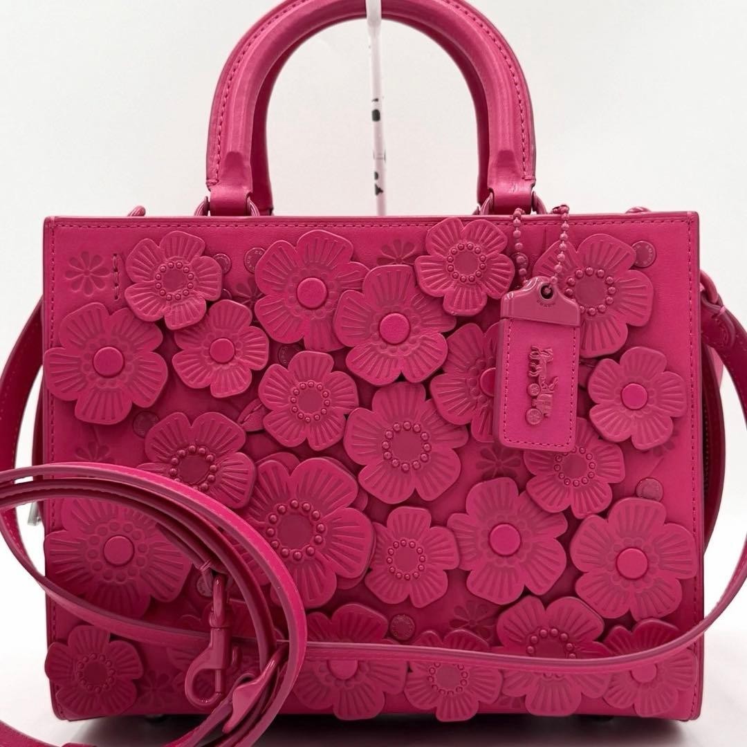 COACH Rogue 25 Tea Rose 3D Floral Leather Bag Pink w/Straps | eBay