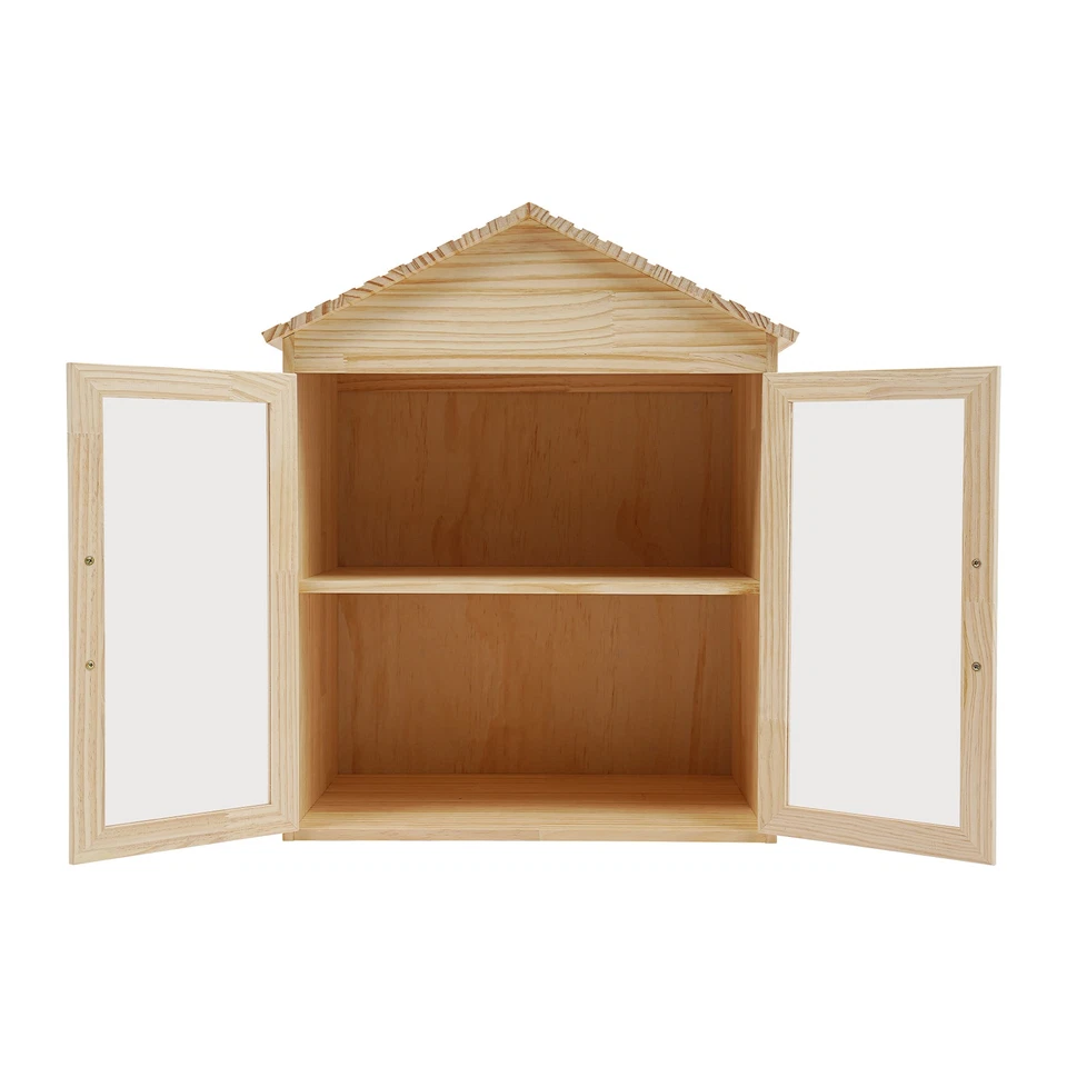 Armario de libros pequeño de madera de 2 niveles, gabinete de libros de 2 puertas para vecindarios Foto 4 de 4