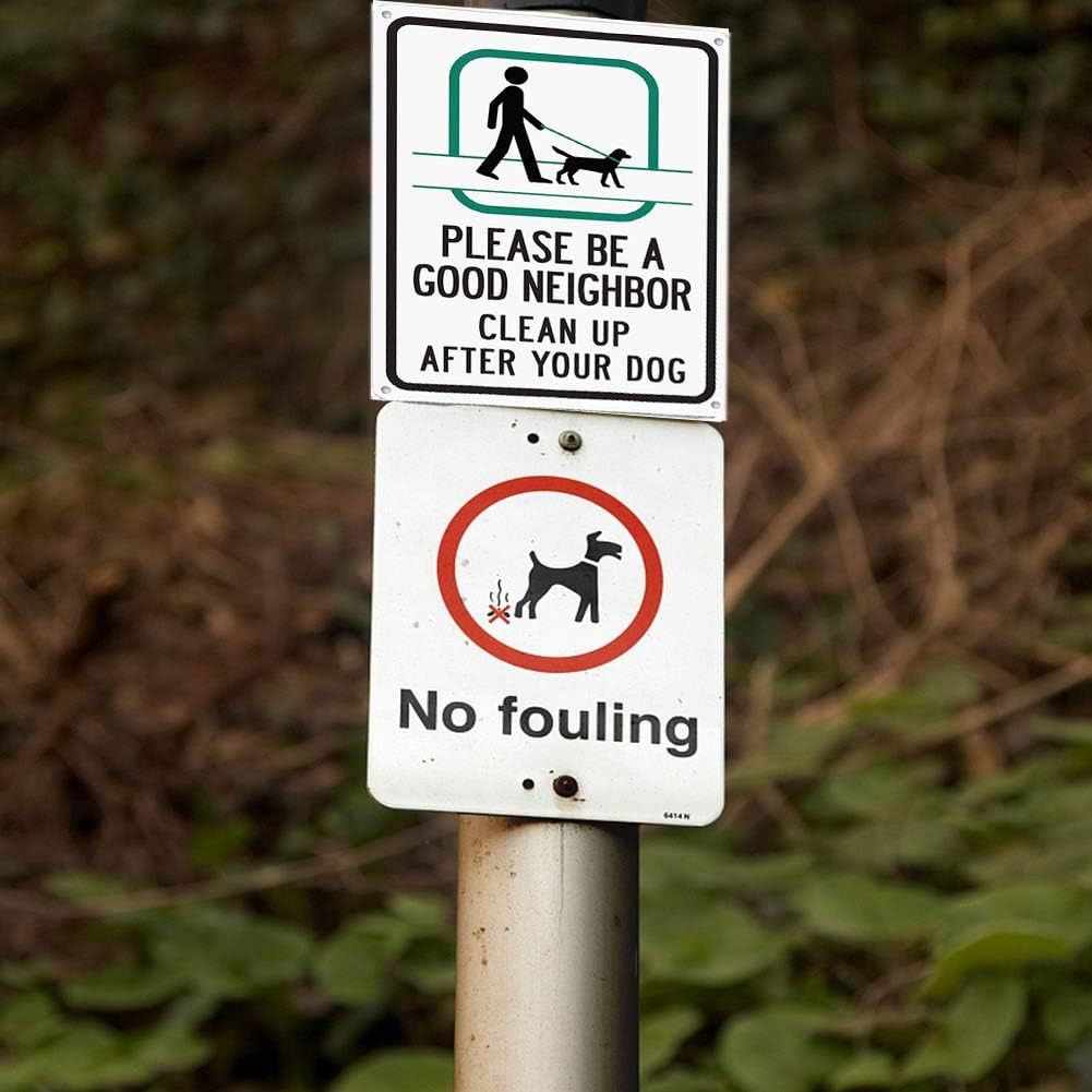 как выглядит TISOSO Please Be a Good Neighbor Clean up after Your Dog Sign Industrial Warning фото