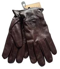 Mens Gloves Size M Medium Genuine Leather Soft Brown Wool Lined Driving Winter