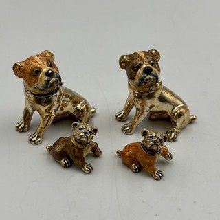 Set of 4 Sterling Silver Enamel Bulldog Dog Figurines 110.97g