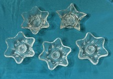 Clear Glass Star Votive And Taper Candle Holders Lot Of 5