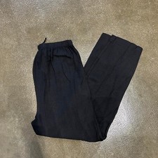 Vintage Black Straight Leg Drawstring Stretchy Elastic Waist Trousers 24 x 26.5