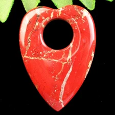 62x49x8mm Red Jasper Hollow Heart Pendant Bead S0047656