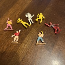 Vintage 1960  s Marx Plastic Baseball Toy Figure Lot Of 7