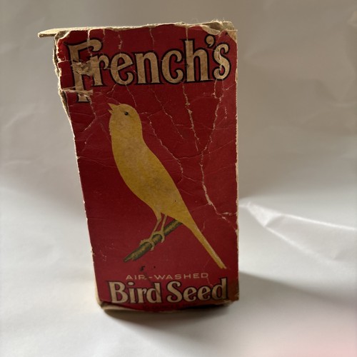 RARE Vintage FRENCH'S BIRD SEED Box, Veterinary Pet Care Info, Parakeet Canary