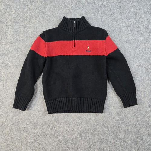 Polo Ralph Lauren Boys Sweater 2 PC Bundle SZ 6 7 Black Red 1/2 Zip Fair Isle - Picture 7 of 21