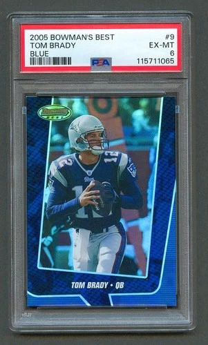 2005 Bowmans Best Football Blue Refractor /1399 TOM BRADY PSA 6 EX-MT #9