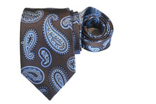 TASSO ELBA MEN'S TIE BROWN, BLUE/PAISLEY Width: 3.3/8" Length: 58"