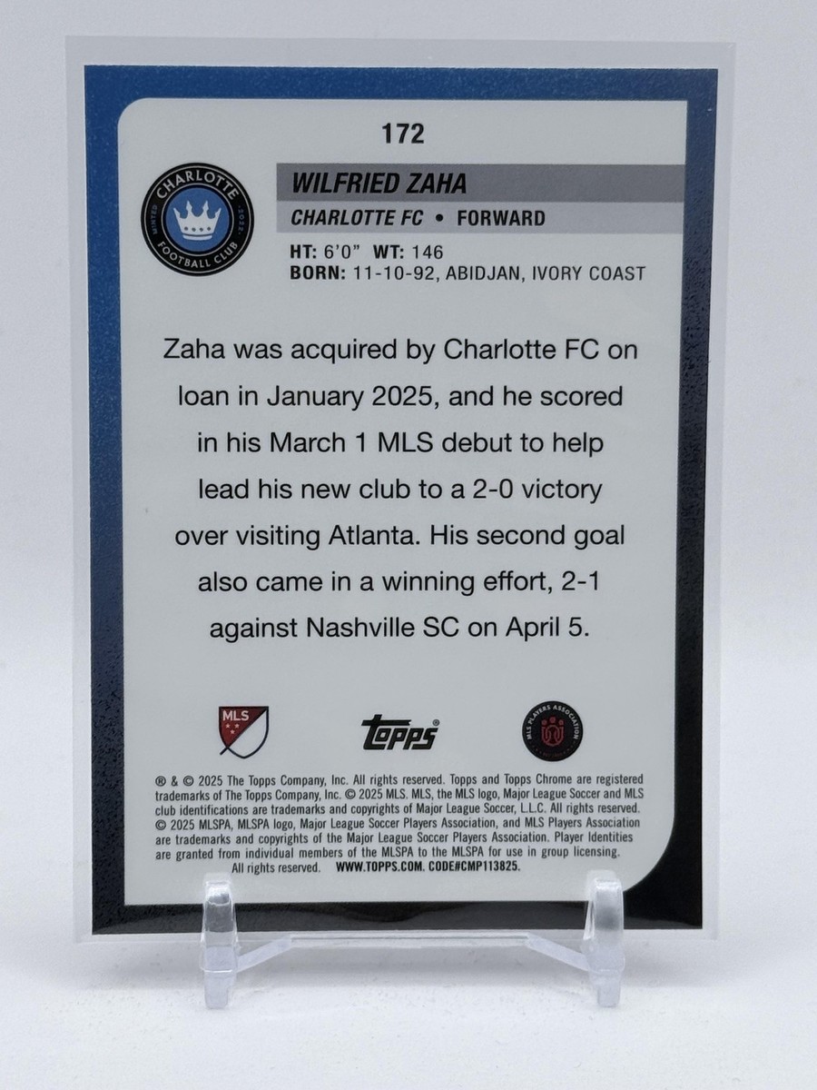 2025 Topps Chrome MLS #172 Wilfried Zaha Magenta Pulsar Refractor