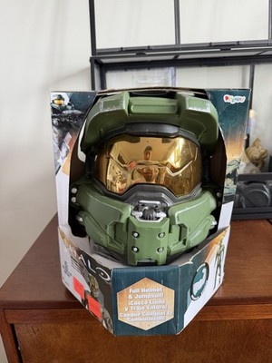 Adult Men XXL HALO Master Chief Deluxe Muscle Jumpsuit and Deluxe Full Helmet
