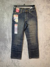 Wrangler Boys 10 Regular Five Star Straight Dark Wash Adjustable Waist Jeans