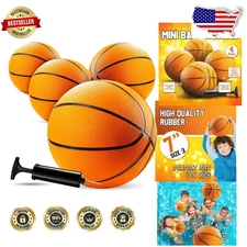 7" Rubber Basketball Set - 4 Pcs, Size 3, Perfect for Arcade Games & Pool Play