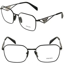 PRADA TAMPO PRA51V Black Triangle Logo Metal Eyeglasses Optical Frame A51 55 mm