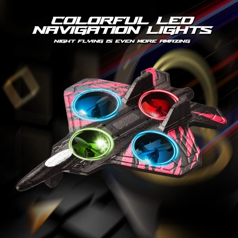 RC Glider Plane 2.4G Remote Control Stunt Foam Jet Drone with Light – Red/Blue - Image 2 of 4