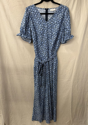 Loft women's floral jumpsuit v-neck tie waist sleeveless  Size 10