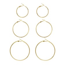 Big Gold Hoop Earrings 3 Pairs 14K Gold Plated 925 Sterling Silver