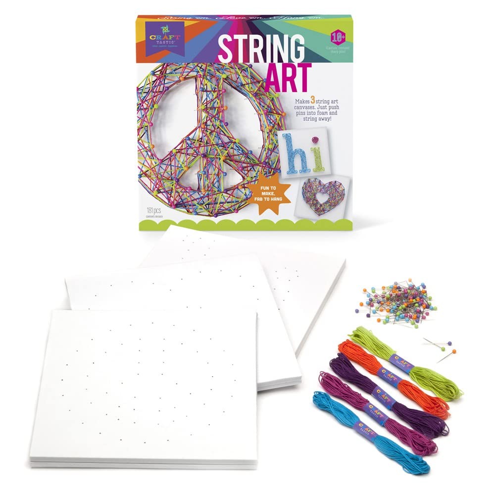 Craft-tastic – String Art – Craft Kit Makes 3 Large Canvases – Peace ...