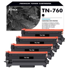 4 PK TN760 Toner for Brother HL-L2370DW L2350DW DCP-L2550D MFC-L2750DW L2710DW