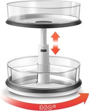 2 Tier Lazy Susan Organizer Clear Turntable Cabinet Bathroom Countertop  Pantry
