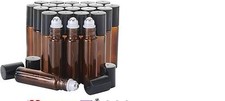 24 Pack 10ml Amber Roller Bottles, Balls,  Caps for Essential Oils-Qty 2