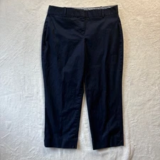 Talbots Pants Women Sz 8 Petites Navy Blue Signature Cropped Capri Casual Career